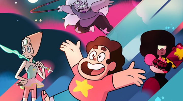  los protagonistas de 'Steven Universe': Steven Granate, Perla y Amatista