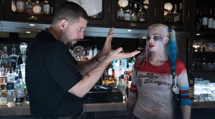 Margot Robbie y David Ayer en el rodaje de la película 