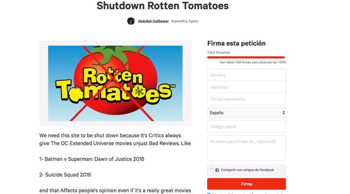 Petición Rotten Tomatoes