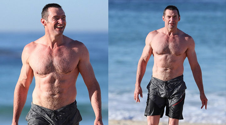 Hugh Jackman en la playa