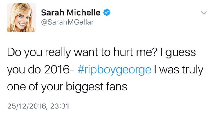  Tweet de Sarah Michelle Gellar