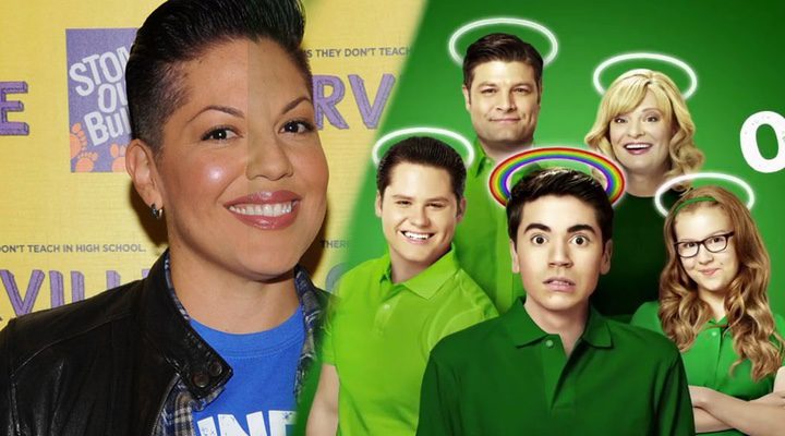  La actriz Sara Ramirez frente al elenco de 'The Real O'Neals'