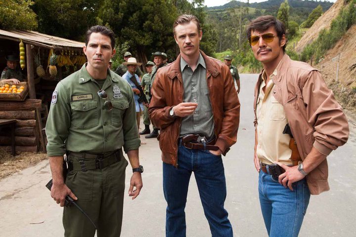 Pedro Pascal, Boyd Holbrook y Maurice Compte en Narcos