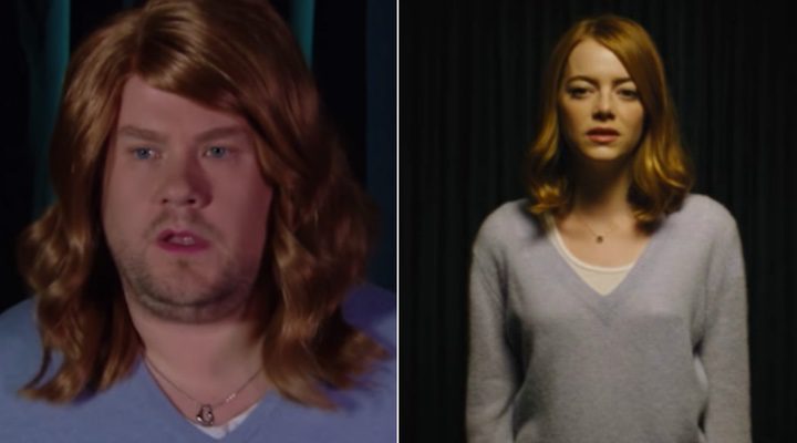  James Corden imitando la escena de Emma Stone en 'La La Land'