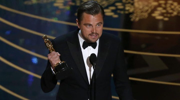 DiCaprio recogiendo el Oscar a Mejor Actor