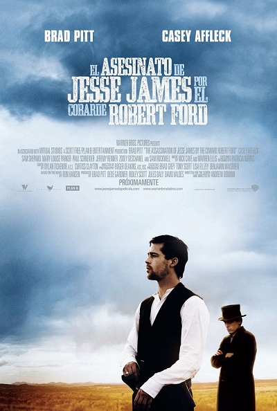 Cartel en castellano de 'El asesinato de Jesse james por el cobarde Robert Ford'