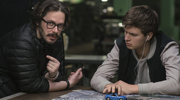 Edgar Wright y Ansel Elgort en el set de 'Baby Driver'