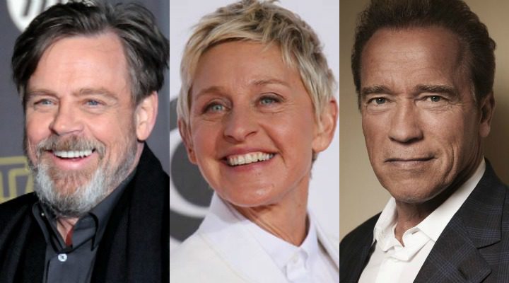 Mark Hamill, Ellen DeGeneres y Arnold Schwarzenegger