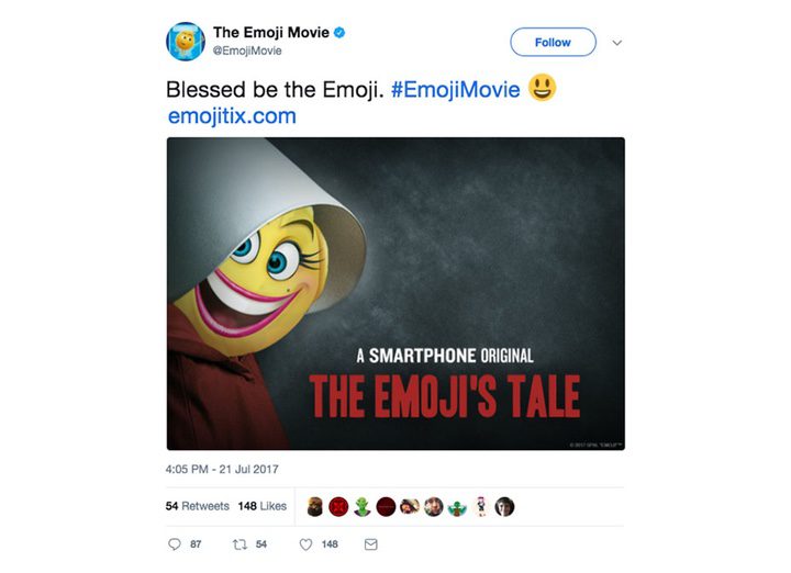 Captura de pantalla de la cuenta de Twitter de 'Emoji, la película'