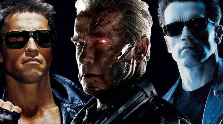 Arnold Schwarzenegger como Terminator en varias películas de la saga