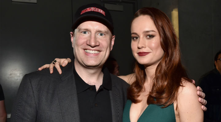 Brie Larson con el jefazo de Marvel, Kevin Feige