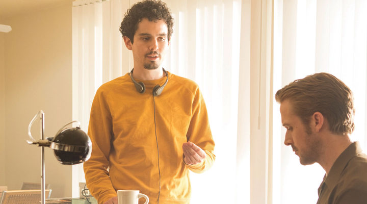 Damien Chazelle y Ryan Gosling durante el rodaje de 'La, La, Land'