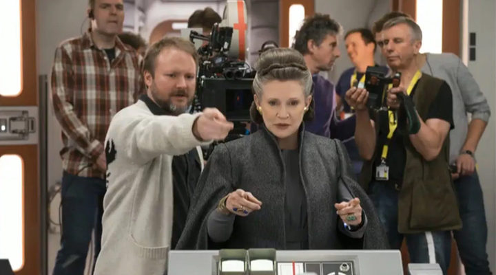 Rian Johnson y Carrie Fisher