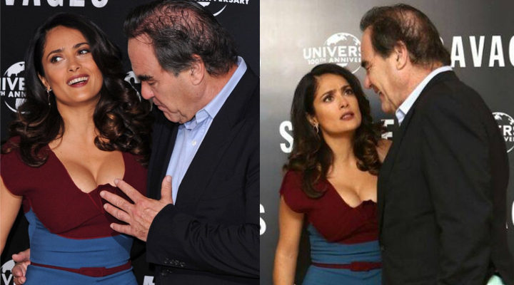  Salma Hayek y Oliver Stone en Londres en 2012