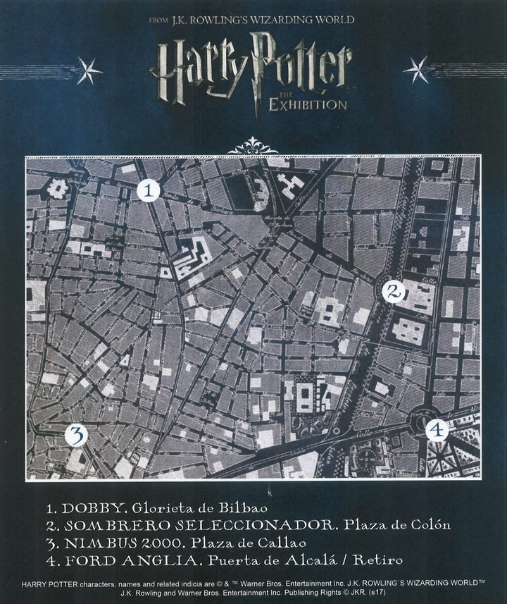 Mapa de esculturas de Harry Potter en Madrid