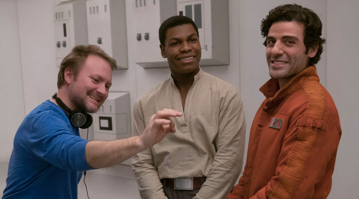 Rian Johnson, John Boyega y Oscar Isaac