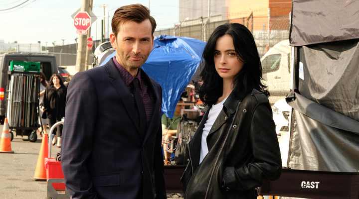 David Tennant y Krysten Ritter en el set de 'Jessica Jones'