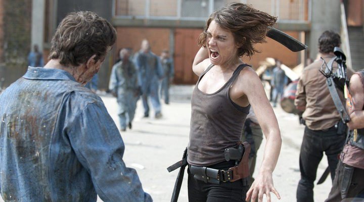 Maggie en plena acción en 'The Walking Dead'