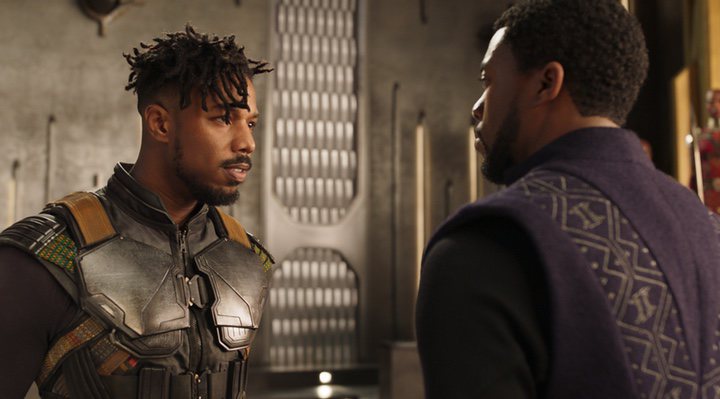  Michael B. Jordan y Chadwick Boseman en 'Black Panther'