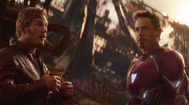 Peter Quill y Tony Stark en 'Vengadores: Infinity War'