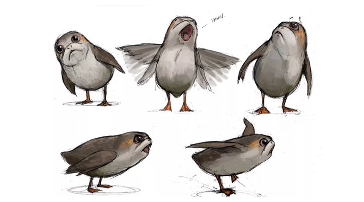 "Concept art" de los Porgs