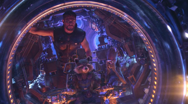 Thor, Rocket y Groot en 'Vengadores: Infinity War'