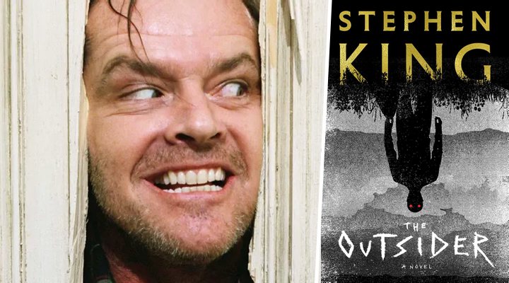 A la izquierda, Jack Nicholson en 'El resplandor'; a la derecha la portada de 'The Outsider'