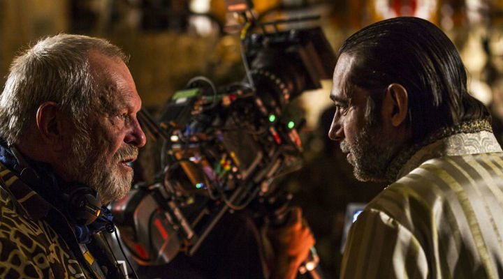 Terry Gilliam y Jordi Mollà en el rodaje de 'El hombre que mató a Don Quijote'