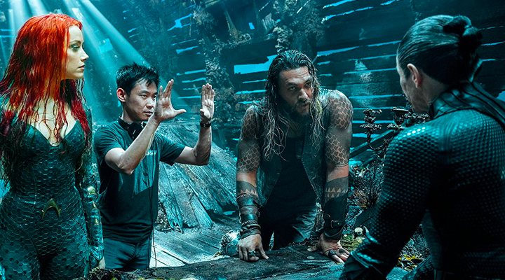 'James Wan dirigiendo a Amber Heard, Jason Momoa y Willem Dafoe en Aquaman'