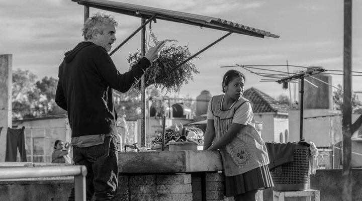 Alfonso Cuarón en el rodaje de 'Roma'