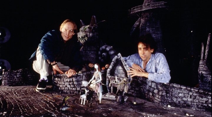 Tim Burton y Henry Selick en el rodaje de 'Pesadilla antes de Navidad'