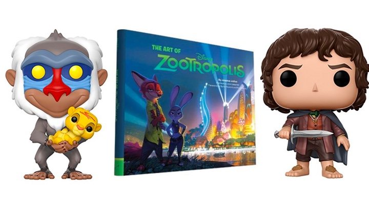  Imagen de los Funko POP! de 'El Rey León', 'El Señor de los Anillos' y el libro de arte de 'Zootrópolis'