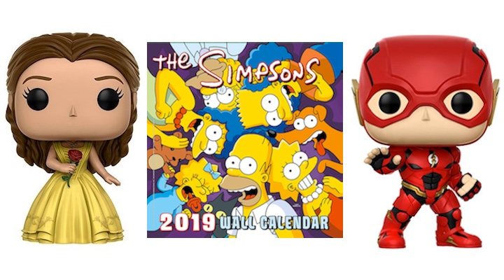  Imagen de los Funko POP! de Bella y Flash y el calendario de 'Los Simpson'