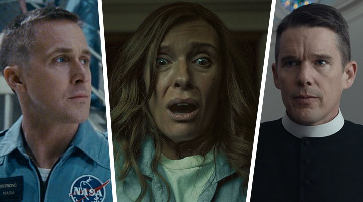 Ryan Gosling en 'First Man'; Toni Collette en 'Hereditary'; Ethan Hawke en 'El reverendo'