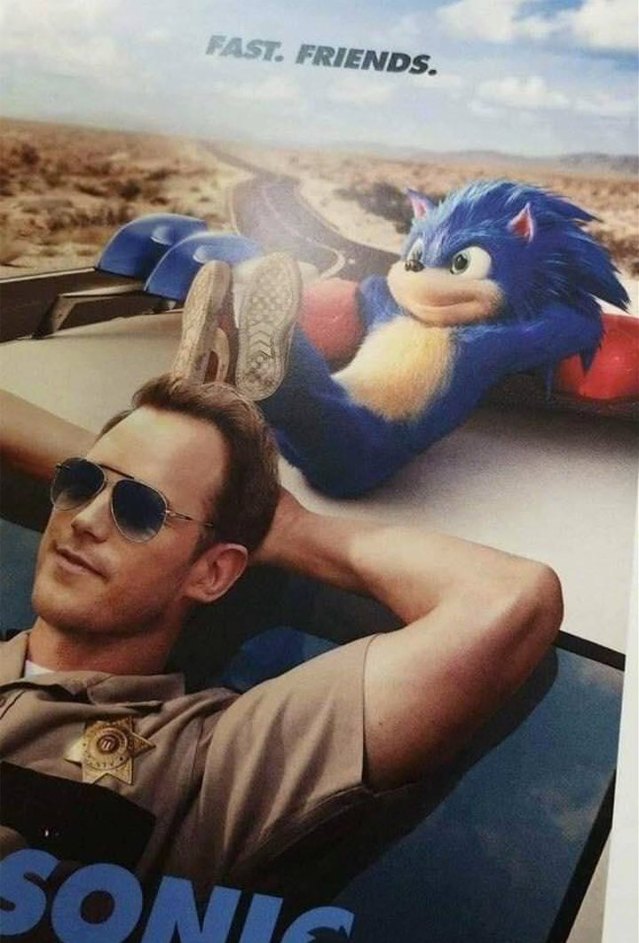 Póster con Chris Pratt y Sonic