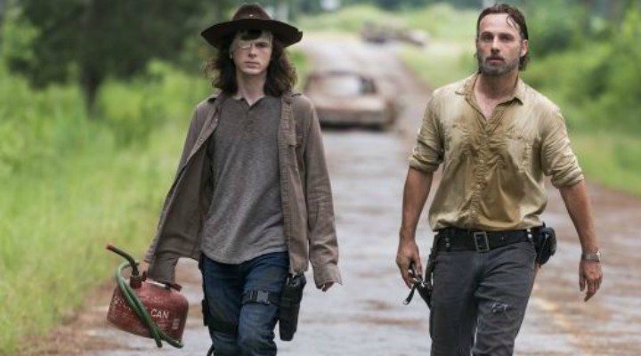 Carl y Rick Grimes en 'The Walking Dead'