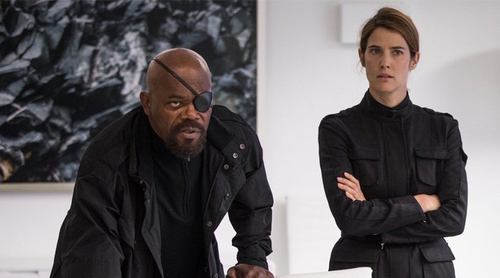 Cobie Smulders y Samuel L Jackson en 'Spider-Man: Lejos de Casa'