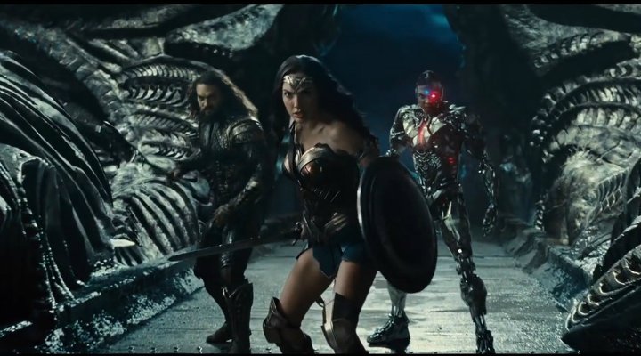 Jason Momoa, Gal Gadot y Ray Fisher en 'Liga de la Justicia'