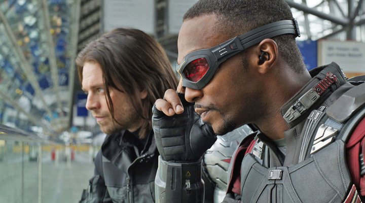 Sebastian Stan y Anthony Mackie </p><p> en 'Capitán América: Civil War'