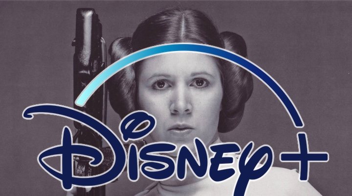  Carrie Fisher como la Princesa Leia en 'Star Wars' junto al logo de Disney+