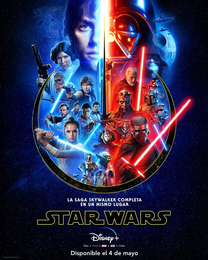  Póster promocional de la saga Skywalker completa en Disney+