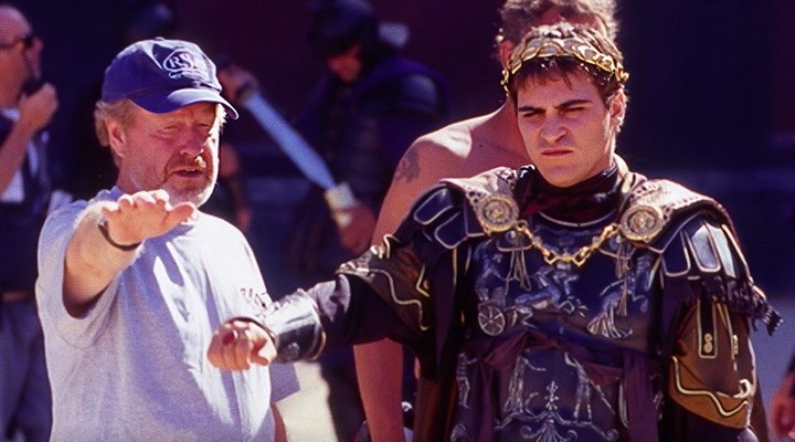  Ridley Scott y Joaquin Phoenix en el rodaje de 'Gladiator'