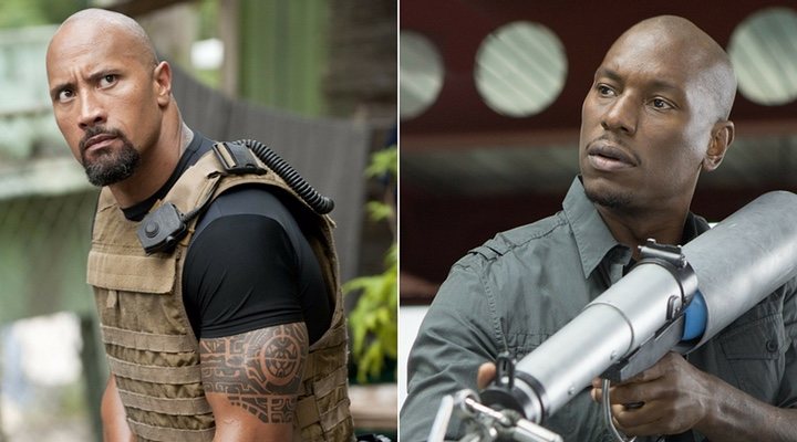  Dwayne Johnson y Tyrese Gibson en 'Fast & Furious'