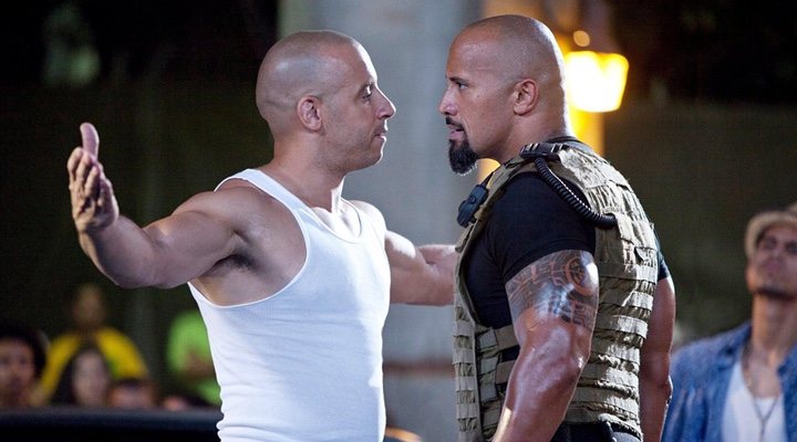  Vin Diesel y Dwayne Johnson en 'Rápidos y furiosos'