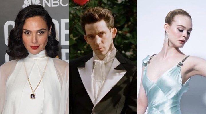 Gal Gadot, Josh O'Connor y Elle Fanning en los Globos de Oro 2021