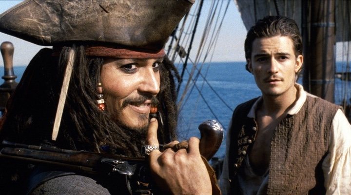  Johnny Depp y Orlando Bloom en 'Piratas del Caribe'