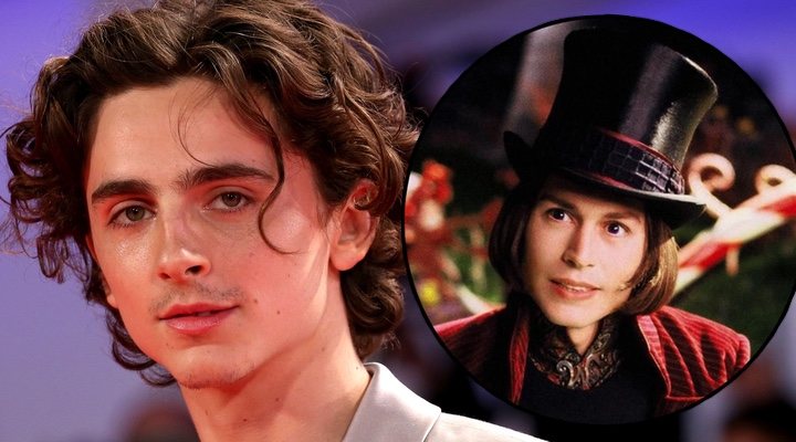  Timothée Chalamet y Johnny Depp como Willy Wonka en 'Charlie y la fábrica de chocolate'