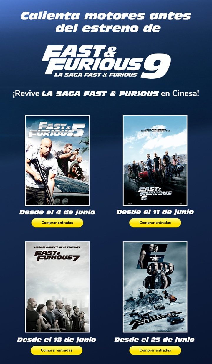  Cinesa programa un ciclo de 'Fast and Furious'