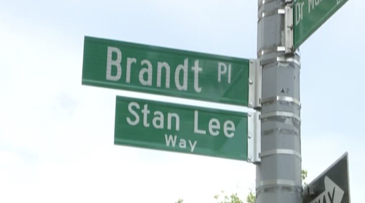 Placa de la calle Stan Lee Way en el Bronx