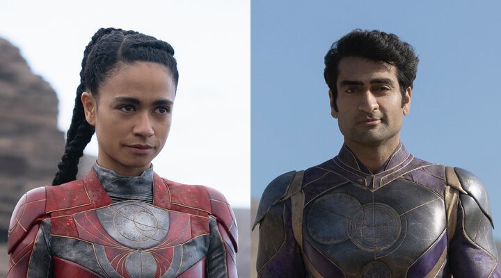 Lauren Ridloff y Kumail Nanjiani en 'Eternals'